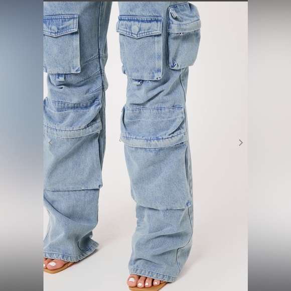 LUXE TO KILL Blue Denim Oversized Cargo Pocket Jeans - Picture 3 of 6